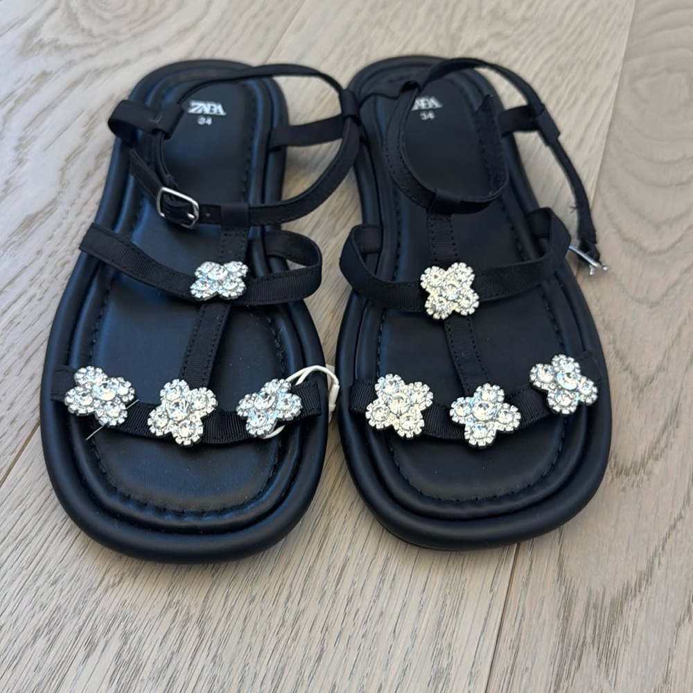 Kids Black Zara Sandals